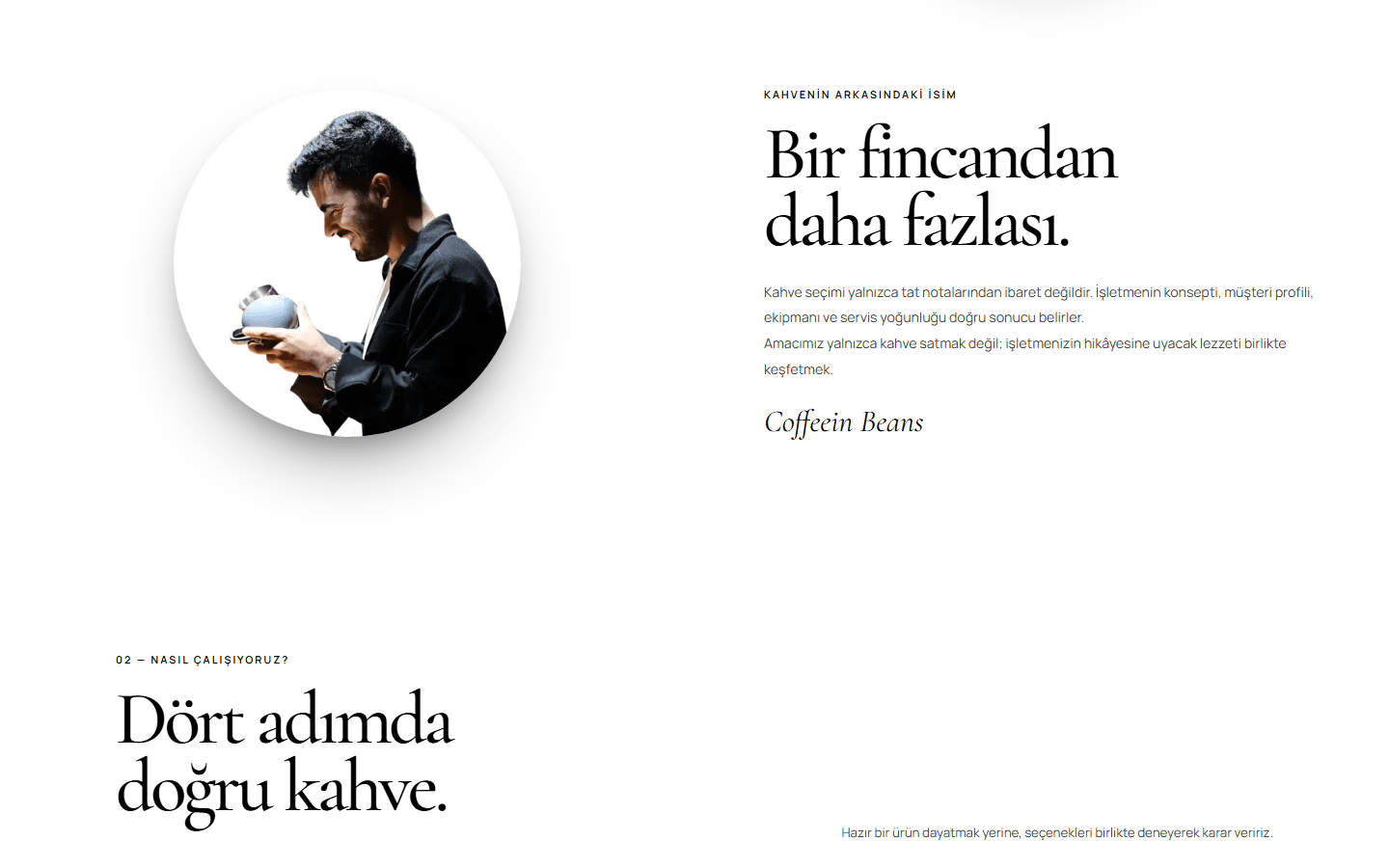 Coffee'in Beans kurucu ve marka hikâyesi bölümü