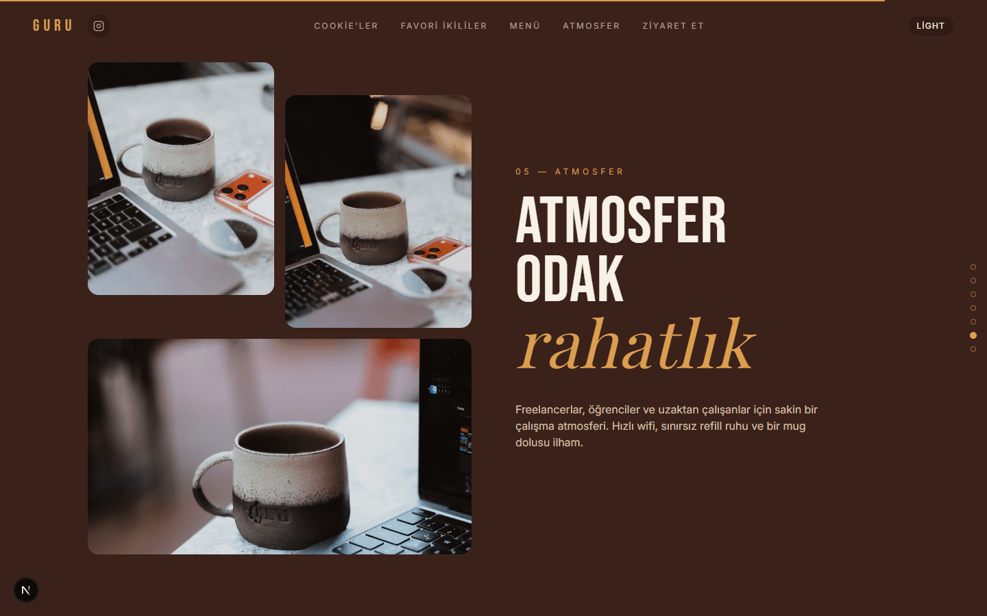GURU Coffee mekân ve çalışma atmosferini gösteren galeri bölümü